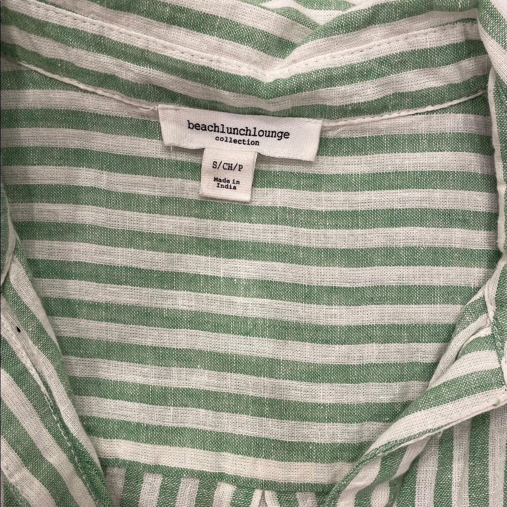 beachlunchlounge Green and White Striped Midi Dress/Swim cover up - Picture 2 of 5